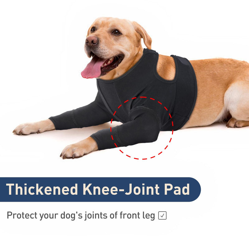 IECOii Adjustable Front Leg Sleeves for Dogs, Post-Surgery Dog Bodysuit for Small Dogs, Puppy Dog Onesie to Prevent Licking, Alternative Recovery Suit for Dogs, Black-S S(Chest Girth:14.17"-17.32") Black - BeesActive Australia