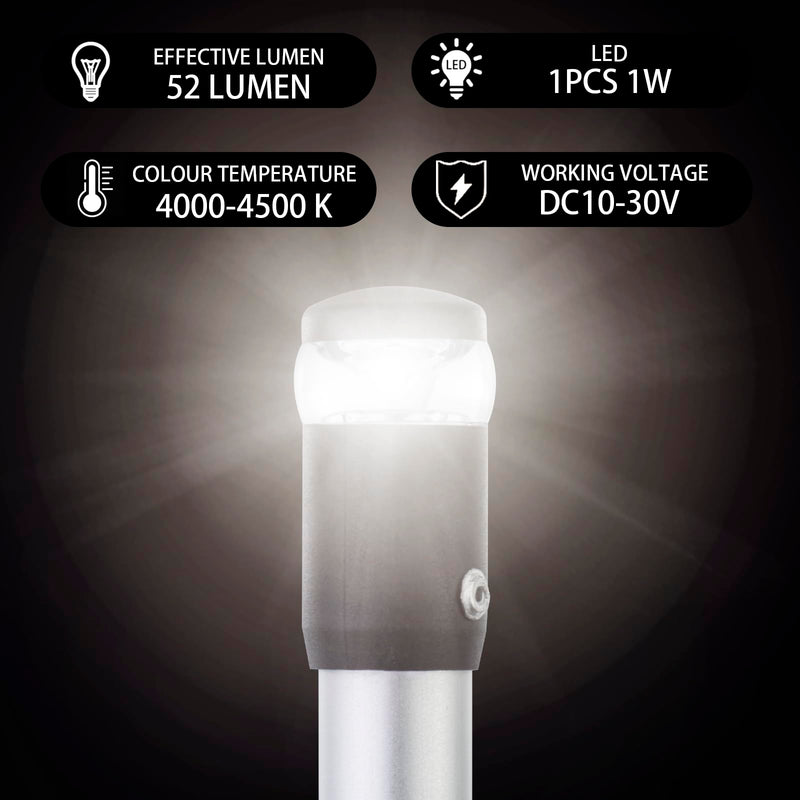 Marine LED Navigation Light, 360-Degree All Round Stern Anchor Light, Removable Pole with Base for Boats,Anti Oxidation Anode Aluminum Tube，(Plug In Base, 24 Inchs) EA02127-24MF(Plug In Base)