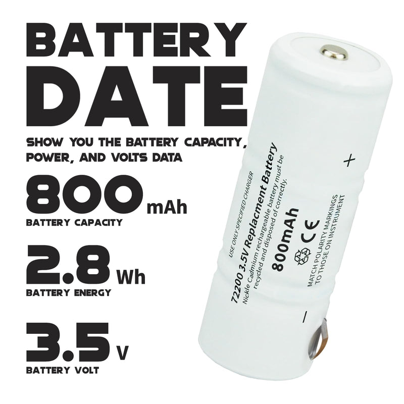 Replacement for Welch Allyn 72200 Battery, 3.5V 800mAh Nickel-Cadmium Rechargeable Battery Compatible with 60835, 71000, and 71670 Power Handles 72200 Rechargeable Battery - BeesActive Australia