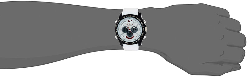 U.S. Polo Assn. Men's Chronograph Sport Watch – Ana-Digital Display with Tachymeter Bezel, Dual Time, Stopwatch & Alarm – White Silicone Strap – 46mm Case – Fits Wrists 5.5" to 8" - BeesActive Australia
