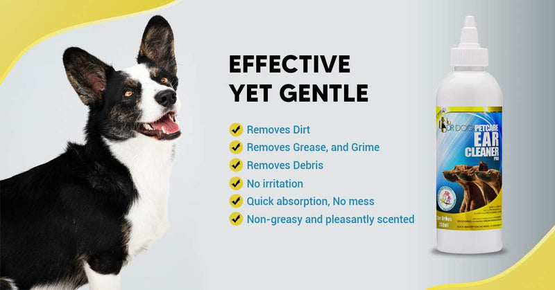 DR DOG Dog Ear Cleaner Drops – Dog Ear Cleaning Solution - Easy Apply Nozzle Canine Ear Cleaner – Ear Wash for Dogs - Help Relieve Itching, Head Shaking, Irritation – Dog Ear Flush Formula – 230ml