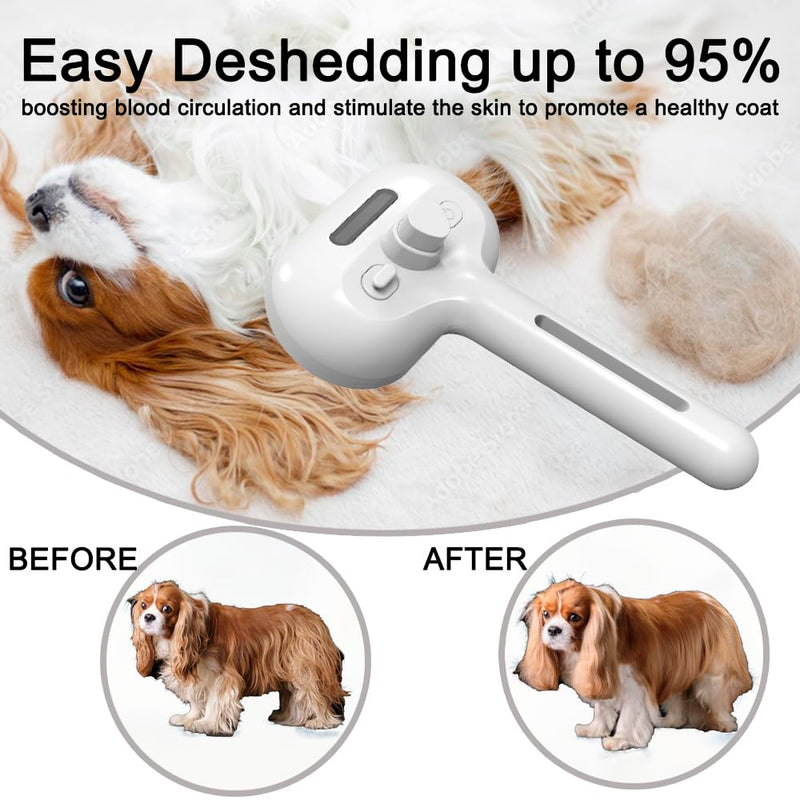 Cat Steam Brush 2024 NEW- Steamy Cat Dog Brush with Release Button and Cool Mist, 3 In 1 Water Brush for Indoor Cat and Dog, Steam Pet Brush for Shedding, Pet Hair Removal Comb with Water Tank (White) White - BeesActive Australia