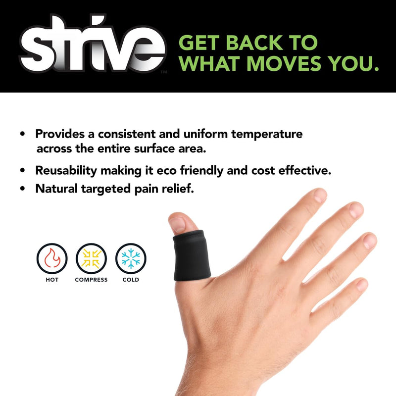 Strive Finger Sleeve Ice Pack Wrap, Hot & Cold Therapy Wrap for Soothing Relief and Support, Flexible Compression for Comfortable Healing, Perfect for Finger Pain and Injury Recovery, Black, 5-Pack - BeesActive Australia