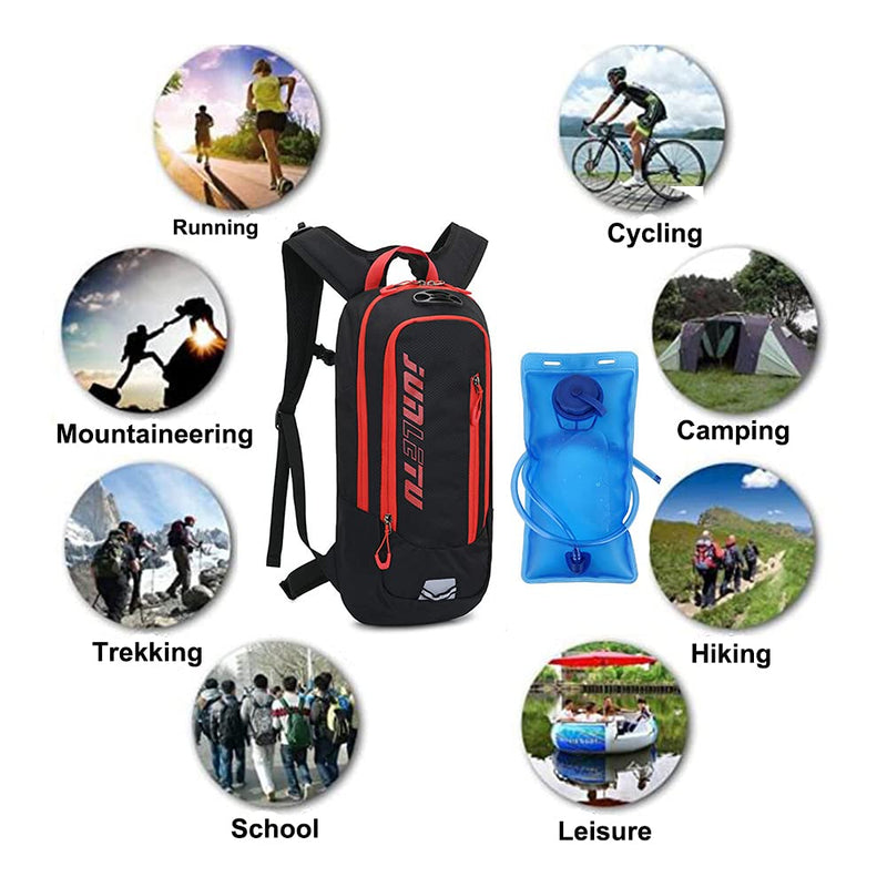 Croogo Hydration Packs,Hydration Backpack with 2L Hydration Bladder,Bicycle Daypack Waterproof Breathable Bag for Climbing Ot04-black/Red-sd