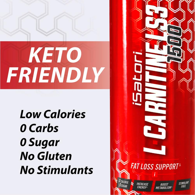 iSatori L-Carnitine LS3 1500, Triple-Blend Liquid L Carnitine Supplement, with Acetyl & Tartrate, Stimulant Free Energy, Low Calories, Sugar or Gluten, Keto-Friendly, Blue Raspberry (32 Servings)