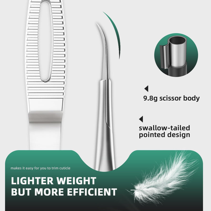 Cuticle Scissors, Professional Curved 15° Blade Stainless Steel, Ultra Sharp for Precision Nail Grooming, Eyebrow Shaping, and Sewing Thread Snips, with Travel Case - BeesActive Australia