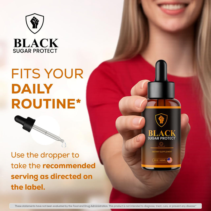 Black Sugar Protect Drops - BlackSugar Protect Premium Liquid Drops All Natural Advanced Formula, BlackSugarProtect Support Vitamins for Overall Health & Wellness, 1 Bottle for 1 Month