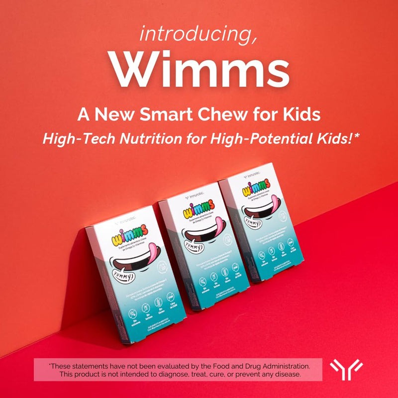 WIMMS Smart Chews for Kids | Omega-3 & Multivitamin Gummies | 600mg DHA & EPA | Sugar-Free Brain & Immune Support for Children | Tropical Flavor | 30 Daily Chews