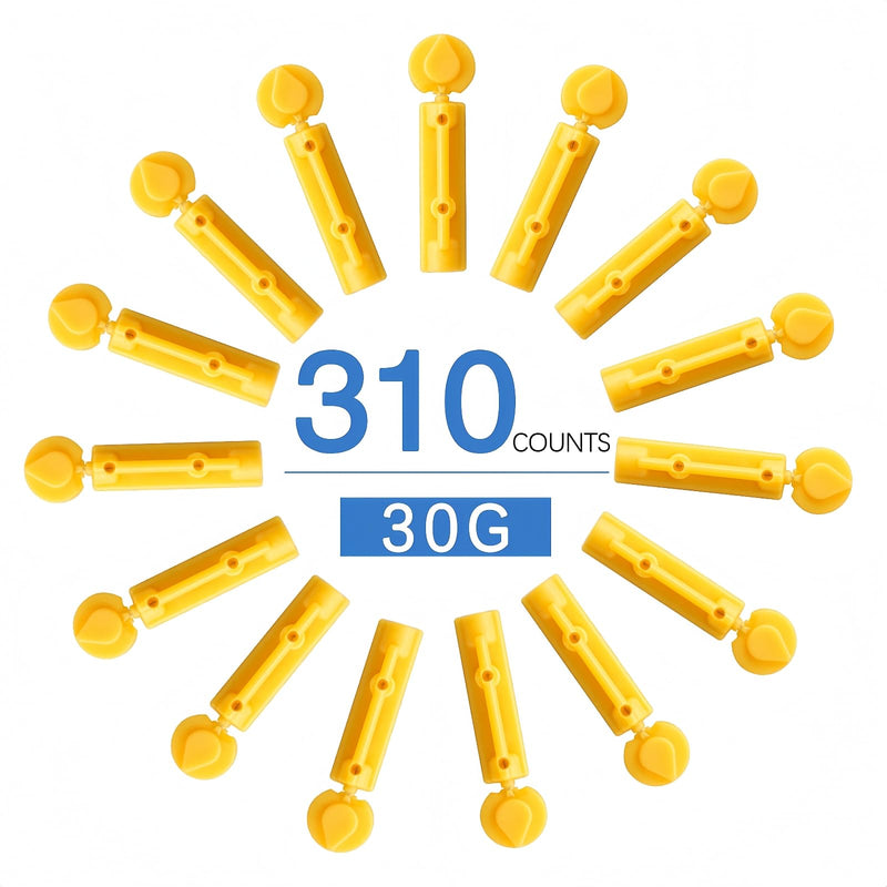 Blood Lancets, Single use, 30 Gauge Twist top Lancets for Diabetes Testing, Fits Most Lancing Devices for Blood Sugar Kit and Glucose Meter - 310 Count per Box - Yellow - BeesActive Australia