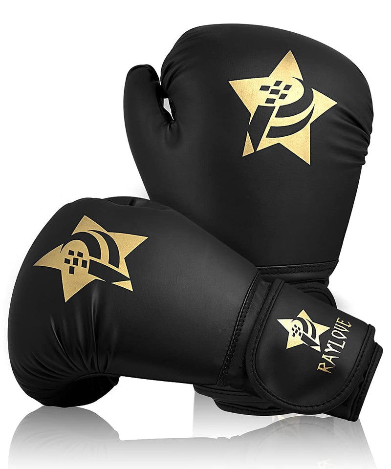Boxing Gloves for Men & Women, Kickboxing Bagwork Training Gloves, Muay Thai Style Punching Bag Mitts, Fight Gloves(Black, 10 Oz.) black