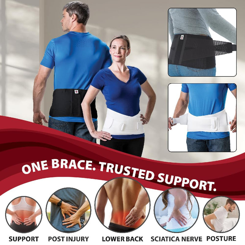Core Products Corfit LS Lumbar Support Adjustable Back Brace for Pain Relief, Men/Women - White, Medium/Large