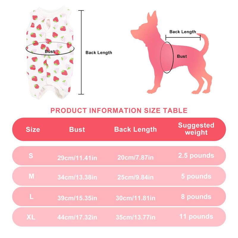 Cat Recovery Suit, E-Collar Alternative for Cats Pets, Professional Recovery Suit for Belly, Surgical Recovery Suit, Medical Vest, Cat Suit for Small Medium L Strawberry Pattern - BeesActive Australia