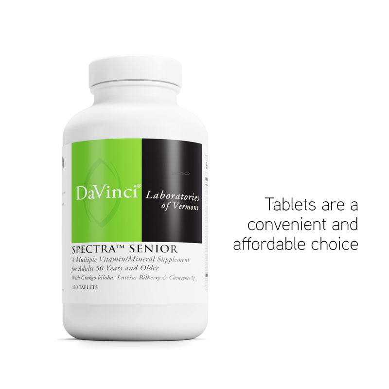 DAVINCI Labs Spectra Senior - Dietary Supplement for Cardiovascular, Ocular and Antioxidant Support - with Vitamins, Minerals, Coenzyme Q10, Ginkgo Biloba, Bilberry Extract and More - 180 Capsules