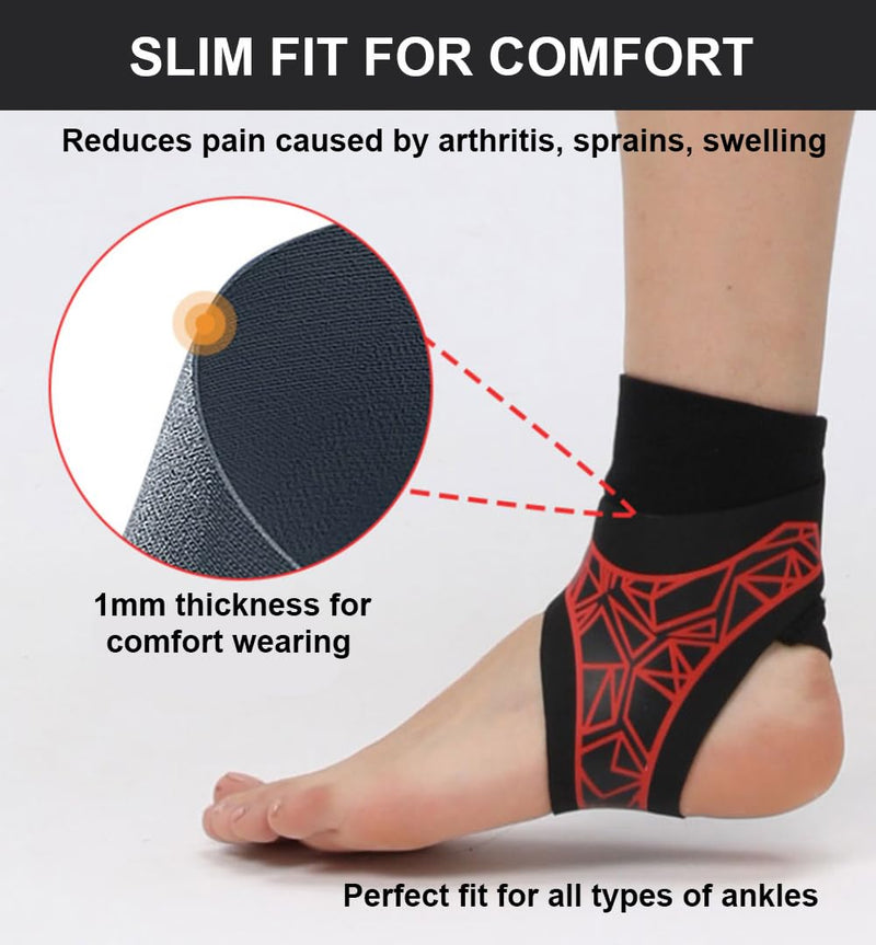 SUJAYU 2 Pack Ankle Brace & Elastic Supports for Men & Women, Ankle Support Ankle Compression Sleeve, Plantar Fasciitis Relief Achilles Tendonitis Brace Achilles Tendonitis Wrap (Pink, S/M) Pink - BeesActive Australia