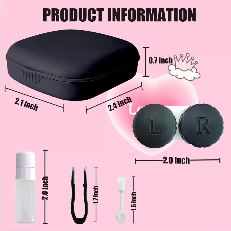 Contact Lens Case, 2 Pack Portable Contact Lens Box Kit with Mirror, Compact Soak Storage Kit for Travel (Black) Black - BeesActive Australia