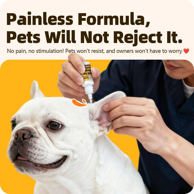Ear Drops for Ear Infection Treatment, Ear Mites Treatment, Dog Yeast Soothing Cleansing, Ear Wax Removal, Itchy Ear Relief for Dogs and Cats | 20 ml 0.67 FL OZ 1 Bottle