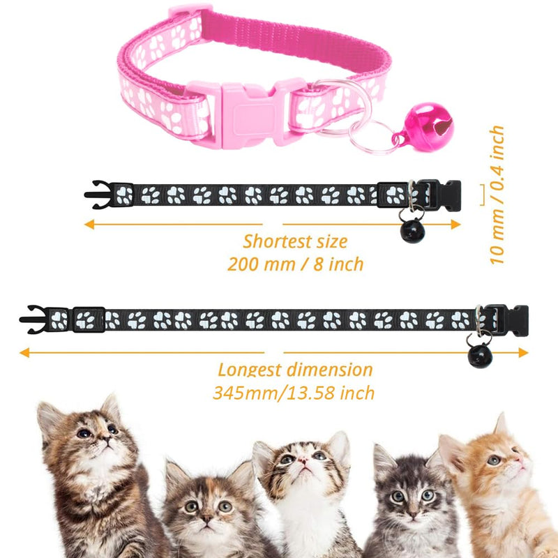 MJIYA Cat Collar with Bell, Breakaway Grid Collar with Plastic Buckle, Light Adjustable, Nylon, Kitty Collars Pink - BeesActive Australia