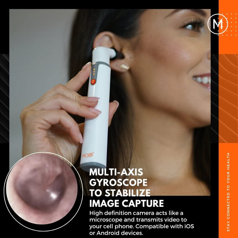 MOBI Connect Wi-Fi Otoscope for Ears, Nose & Throat - 1080P HD Lens, Multi-Axis Gyroscope, 6 LED Lights, 90+ Min Use, 3 Ear Speculum, Suitable for Adults & Children - BeesActive Australia