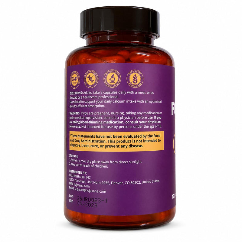 Calcium 1200 mg with Vitamin D3, Calcium Supplements for Women 55+ | High Absorption & Gentle Calcium Citrate with D3 K2 & Active B12 - Bone Density & Health, Non-GMO, Vegan, 120 Capsules