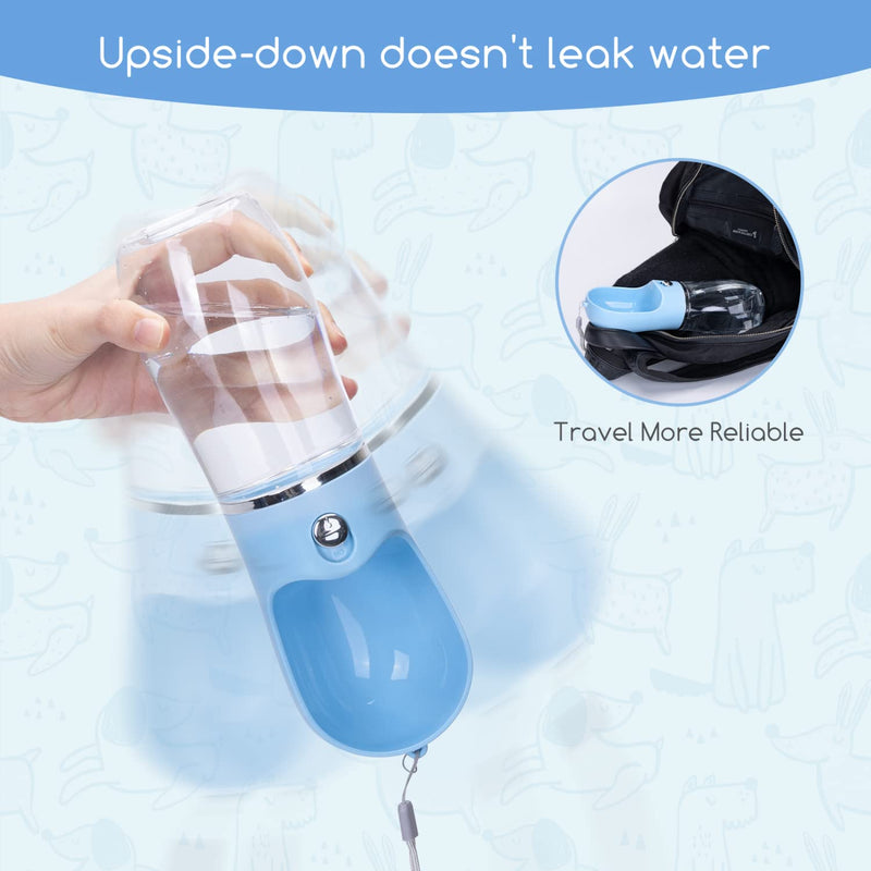 Nobleza Dog Water Bottle, Leak Proof Portable Pet Water Bottle Dispenser BPA-Free Puppy Water Bottle for Outdoor Walking, Hiking, Travel, Food Grade Plastic (12.8oz, Blue) 12.8 OZ - BeesActive Australia