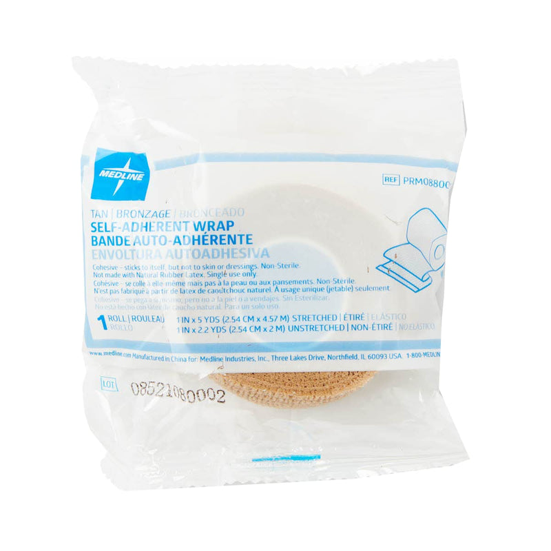 Medline Non-Sterile Self Adherent Cohesive Bandages, Tan, 1" x 5 yds., (2.5 cm x 4.6 m), Not Made from Natural Rubber Latex, Pack of 30 30 Count (Pack of 1) - BeesActive Australia