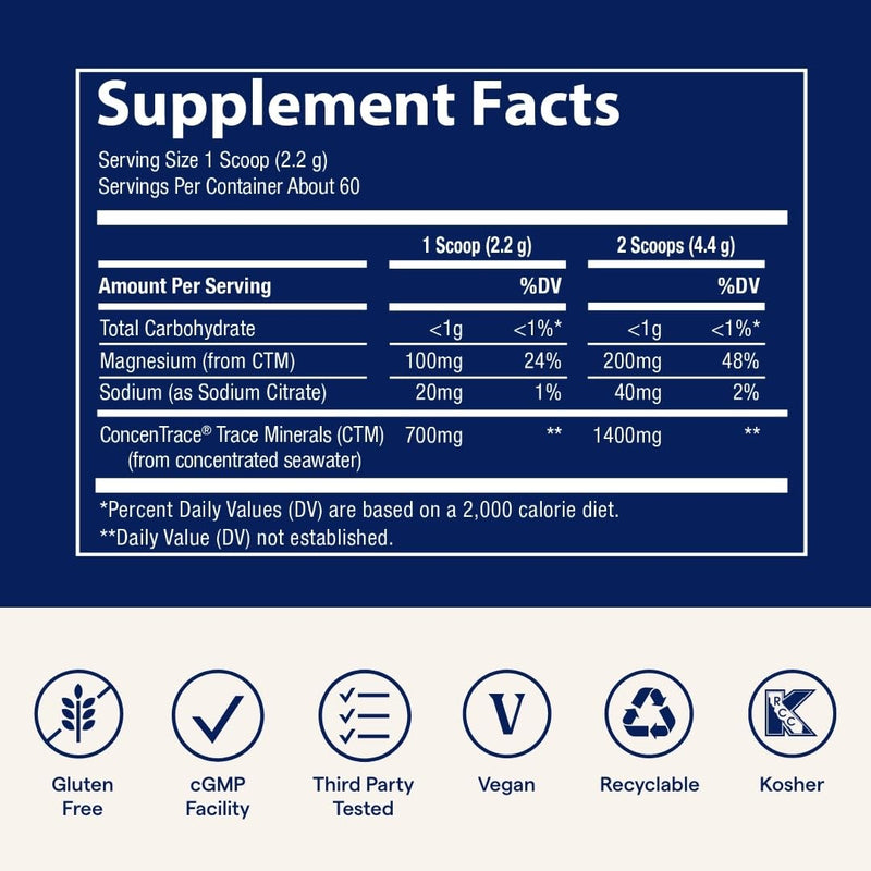 Trace Minerals ConcenTrace Daily Mineral Powder - Supports Energy, Digestion, Bone Health - 70+ Multiminerals Supplement with Ionic Magnesium, Chloride, & Potassium, Sugar-Free (60 Servings) Blue Hawaiian - BeesActive Australia