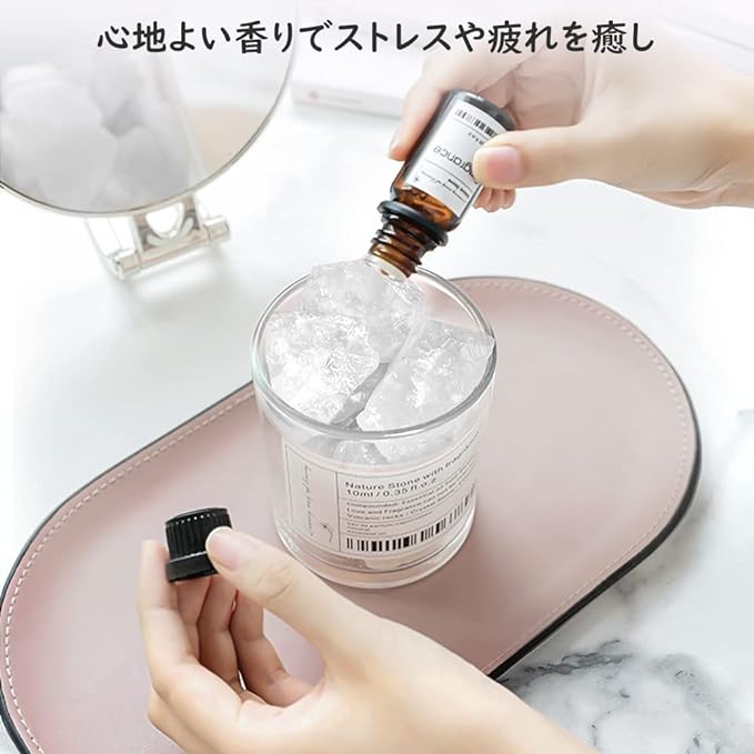 Aroma Set [Aroma Oil 0.3 fl oz (10 ml) + Aroma Stone 1400 g + 1 Glass] Stone Diffuser, Natural Crystal, Clear Aroma Stone Set, Natural Stone, Trial Set, Present, Gift Set - BeesActive Australia