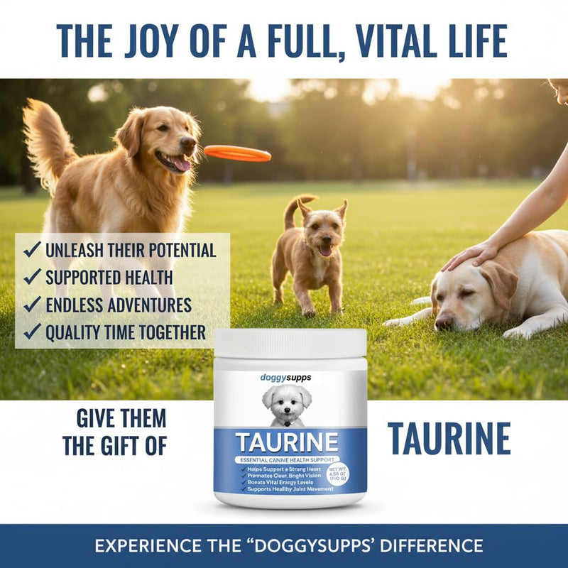 Doggy Supps Taurine, Doggy Supps Taurine Supplement for Dogs, Immune Support, Boost Energy, Skin & Coat Health for Heart, Vision & Daily Wellness, 3.99oz/PCS (2PCS) 2PCS
