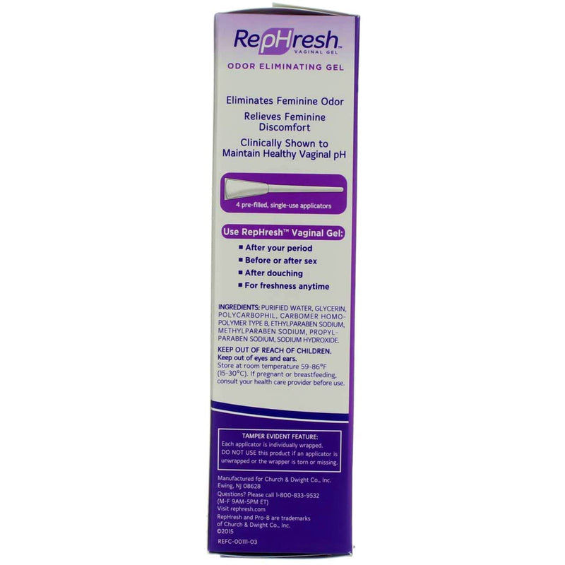 RepHresh Vaginal Gel, Odor Eliminating Gel, 4 ea (Pack of 2) - BeesActive Australia