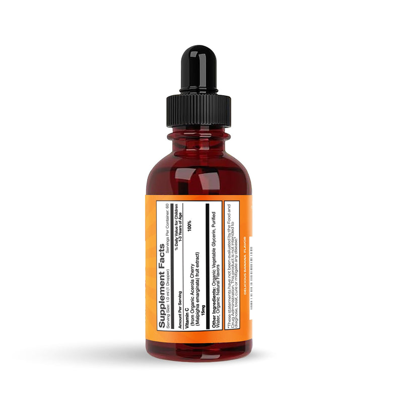 Feel Great Organic Vitamin C Liquid Drops for Kids & Toddlers | Immune Support & Antioxidant Supplement | Easy-to-Take Liquid | USDA Organic, Vegan, Non-GMO, Gluten-Free | 2 fl oz