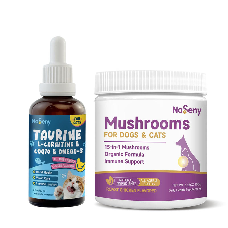 Taurine Drops for Cats - Supports Heart, Vision, Energy & Vitality, Immune System Health, Mushroom for Dogs & Cats, Support Immune System, Digestion, Skin & Coat,