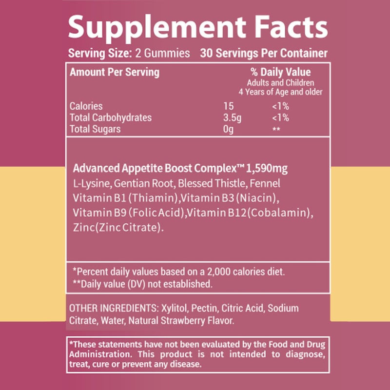 Gainer Gummies for Women Men Elderly and Kids | Clinically Studied Ingredients | 10 in 1 with L-Lysine Gentian Root Vitamin B | Non-GMO Sugar Free Vegan | 60 Count
