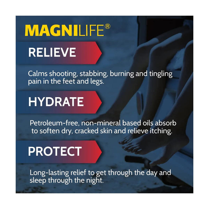 MagniLife Pain Relieving Foot Cream, 4 oz, Soothing Relief for Soreness, Pain, Burning, Tingling, Itching or Sensitivity in Feet & Legs, Moisturizing & Hydrating Foot Cream, No Petroleum 4oz Jar - BeesActive Australia