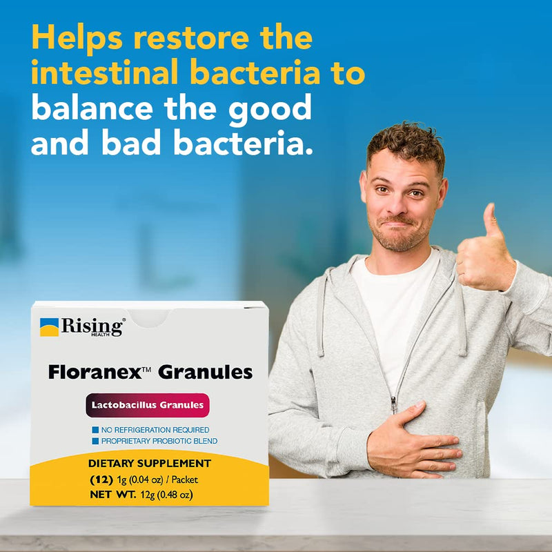 Rising Health Floranex™ Lactobacillus Probiotic Dietary Supplement Granules for Digestive & Gut Health, Daily Probiotic Support - 12 Packets Floranex Granules