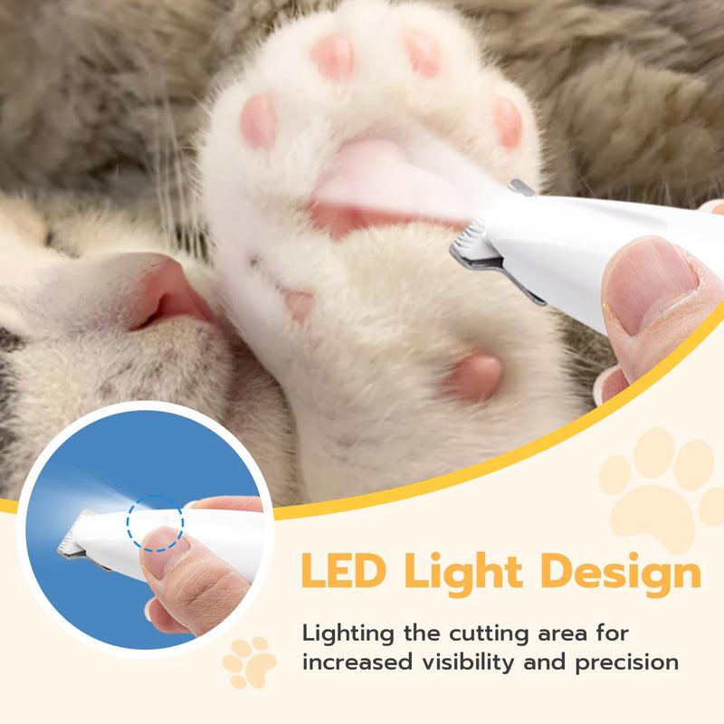 Tolesum Pet Hair Trimmer with LED Light, USB Rechargeable Paw Trimmer for Dogs, Paw Trim Pro, Quiet Waterproof Dog Paw Trimmer for Dogs, Cats, Paws, Ears, Face, Body, Paws - BeesActive Australia