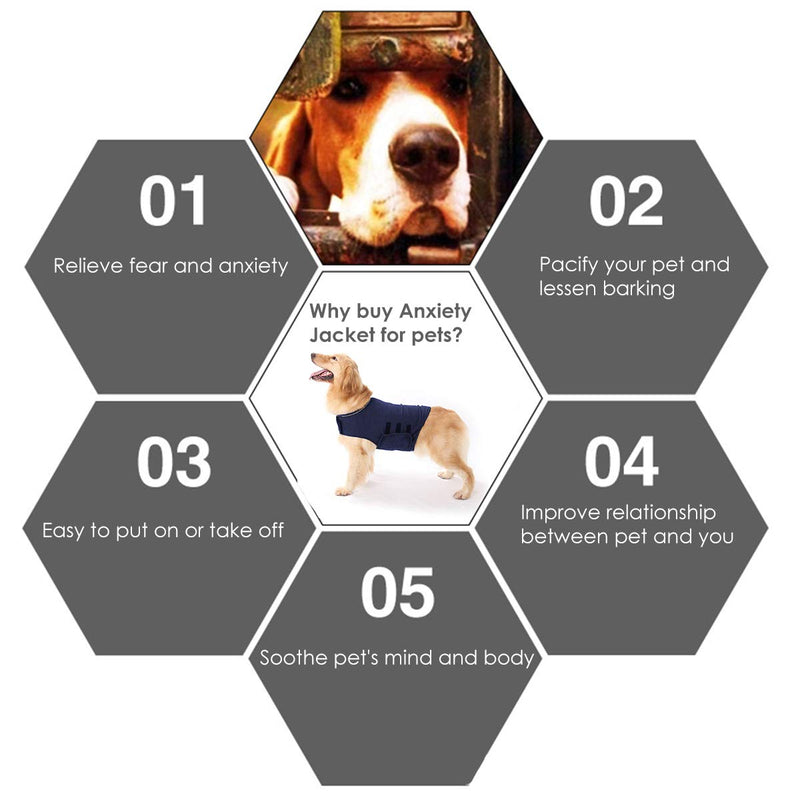 Nicoone Calming Vest for Dogs Dog Anxiety Jacket Calming Vests Coat Thunder Dog Wrap Anxiety Shirt Keep Calm Clothes for Anxiety Stress Relief - BeesActive Australia