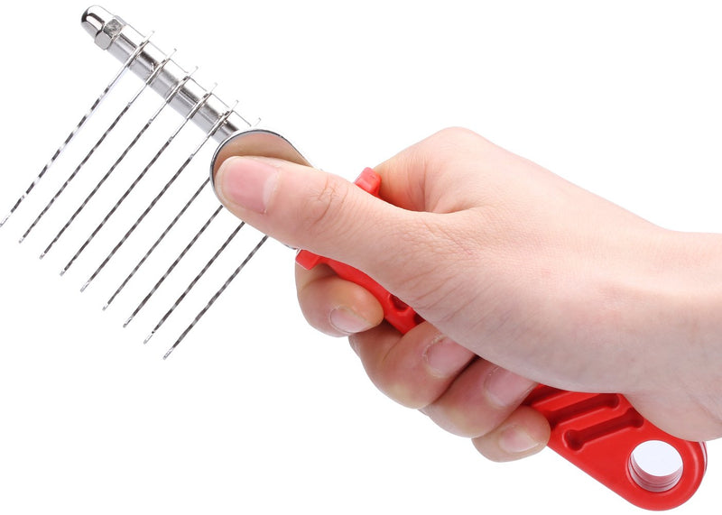 QUMY Dog Comb for Dematting, Stainless Steel Pet Grooming Comb, Removes Dead, Matted or Knotted Hair, Finishing and Fluffing, Comfort-Grip Handle - Pack of 1 - BeesActive Australia