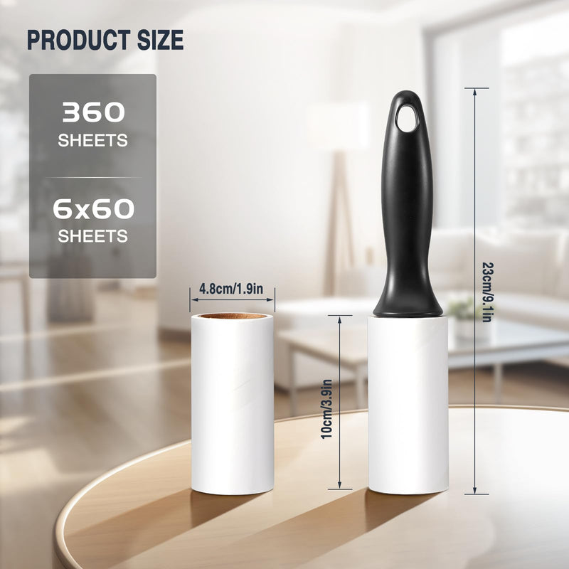 Vinabo lint roller 6 rolls with 60 sheets each + 1 dispenser, extra sticky portable lint remover, lint roller for animal hair, lint roller for dust, hair, cat hair, dog hair - BeesActive Australia