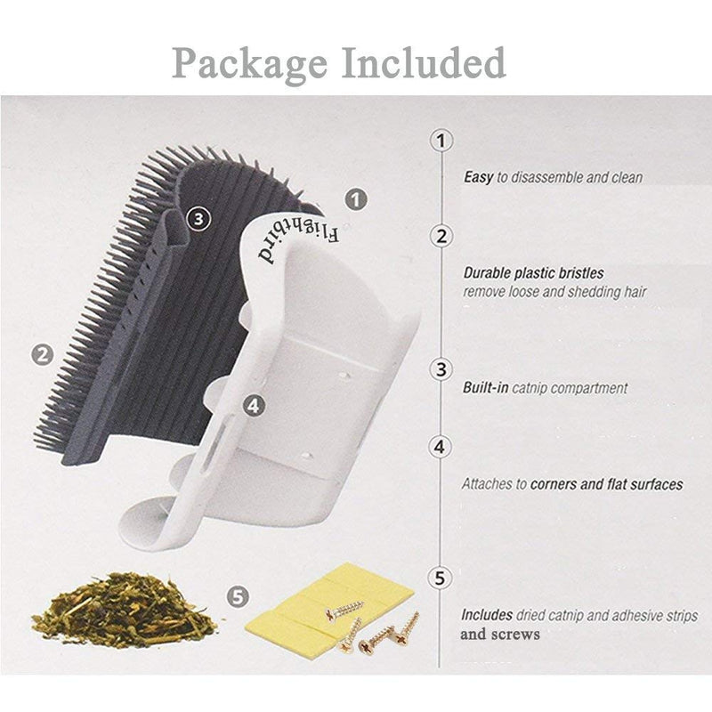 WWVVPET 3.0 Softer Grey Hair Brush with Catnip, Wall Corner Scratcher Comb, Grooming Massage Brush for Long & Short Fur Cat/Kitten/Puppy 3.0 Softer Grey (1 Pack) - BeesActive Australia