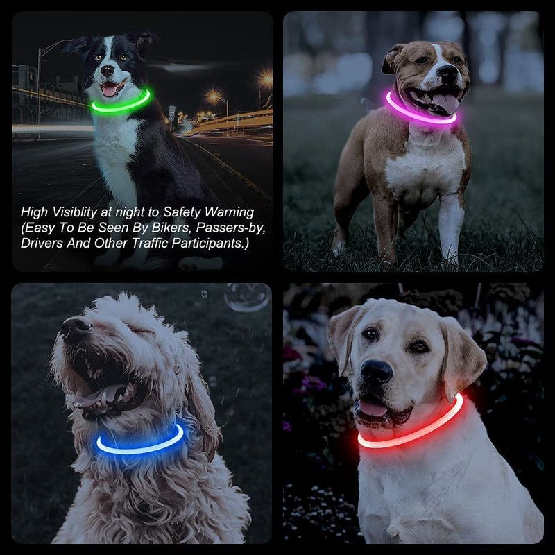 Luminous Dog Collar, Luminous Rechargeable Dog Collar, LED Collar for Dogs, Luminous Dog Collar, Adjustable Size Dog Luminous Collar, Safety for Your Dog at Night (Green2) B-Green - BeesActive Australia