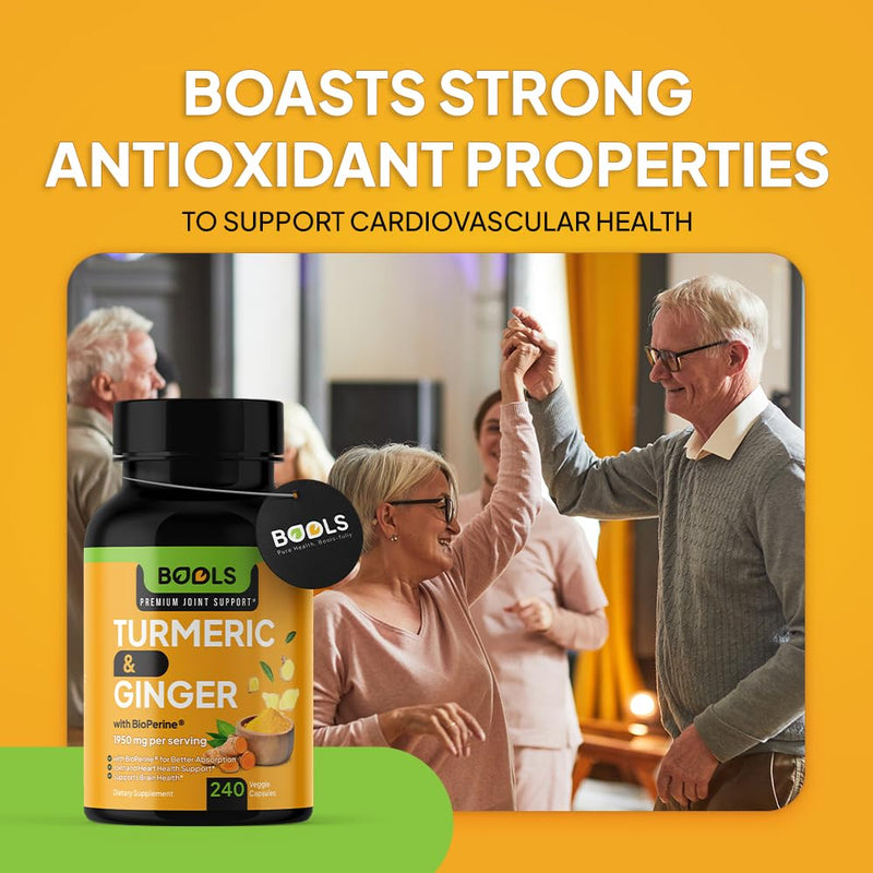 Turmeric Curcumin Supplement with BioPerine & Ginger, Turmeric Curcumin with Black Pepper 1950mg for Max Absorption Joint Support- Non-GMO Turmeric Supplement, Vegan, 240 Capsules - BeesActive Australia