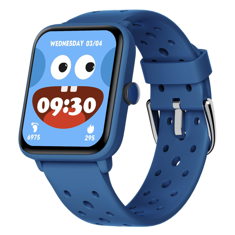 BIGGERFIVE Smart Watch for Kids Without APP, Fitness Tracker Watch Pedometer, Heart Rate, 5ATM Waterproof, Sleep Monitor, Calorie Step Counter, Games, Alarm Clock for Boys Girls 5-14, Porous Blue