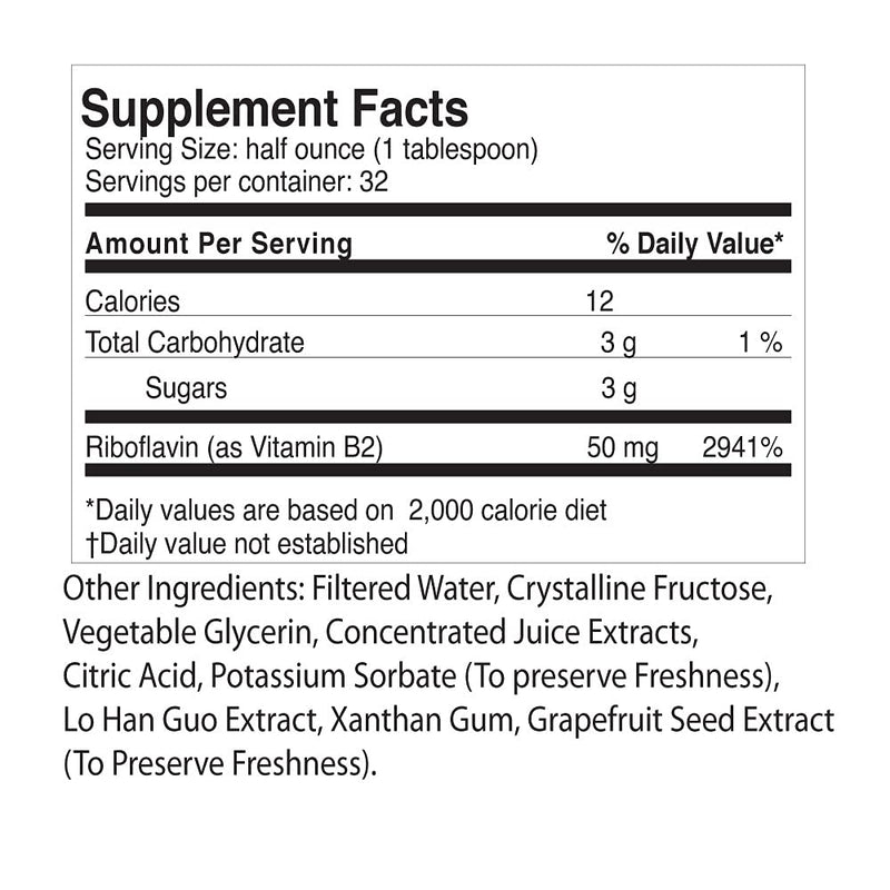 Life Solutions Vitamin B2 Liquid Dietary Supplement with 50mg Riboflavin | Per Serving, Highly Bioavailable, Pharmacist Formulated, Rapid-Sorb Technology, for Efficient Nutrient Absorption, 16 fl oz