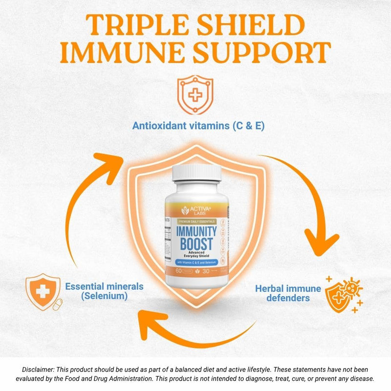 Immunity Boost, Vitamin C, E & Selenium Immune Support | Herbal Antioxidant Complex, Gut & Energy Balance Support, Non-GMO, Sugar Free, Vegan, 120 Capsules 120 Count (Pack of 2)