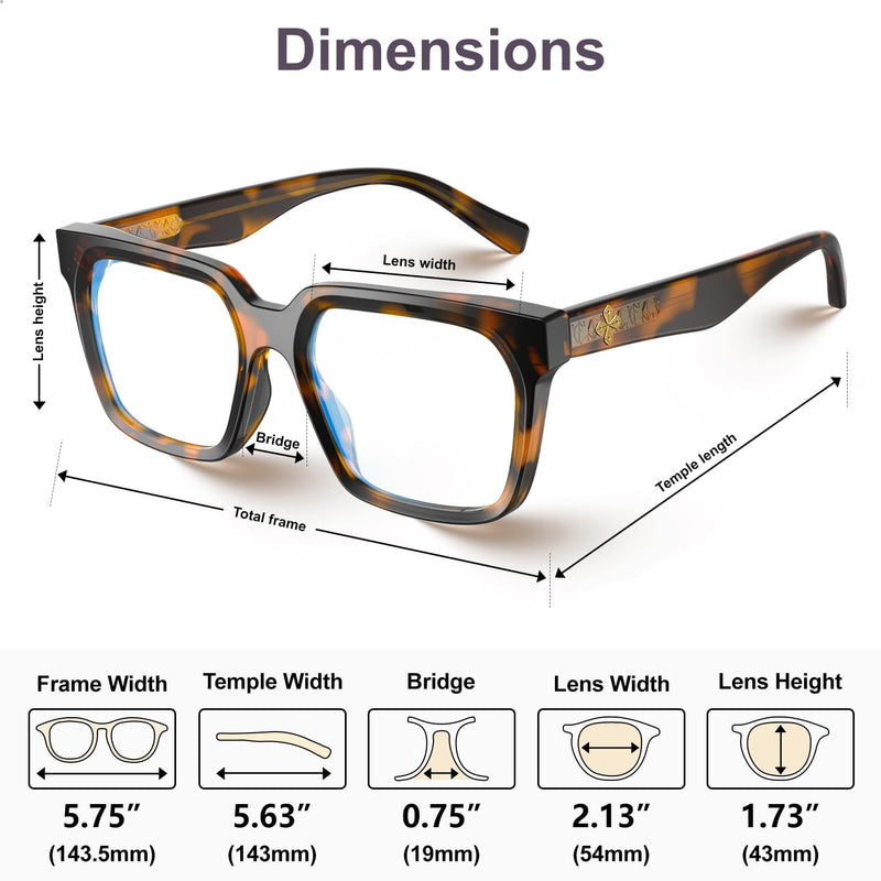 VISOONE Rectangle TR90 Blue Light Blocking Glasses Computer Eyewear with Preppy Look for Women and Men Cougar Cougar Upg Amber Tortoise