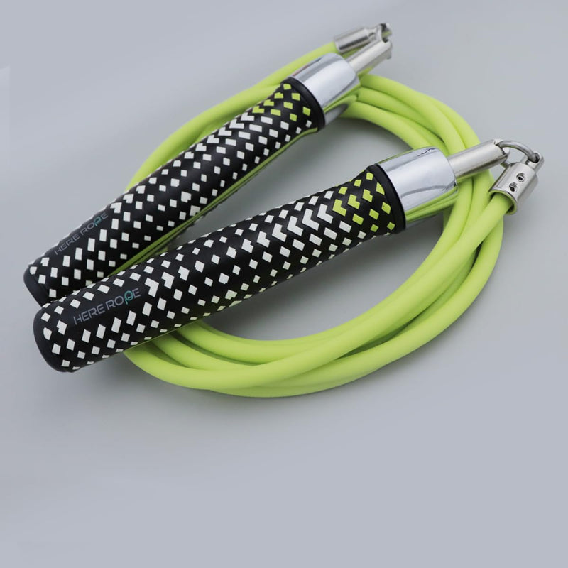 HEREROPE 1/4LB Weighted Jump Rope for Speed, Cardio, Boxing & Workout, Skipping Rope with Ball-bearing, Comfortable & Ergonomic Grip, Tangle Free Cable, Jump Ropes for Men Women Fitness Lemon L - 9'0"(User Height 5'7.5" - 6'0")