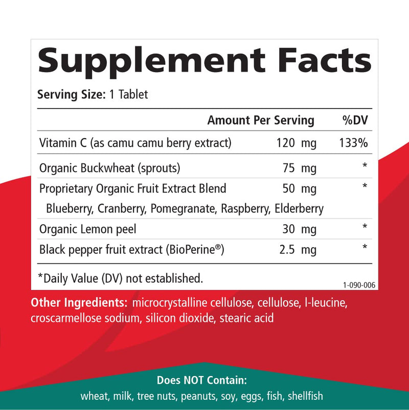 PURE ESSENCE LABS Whole-C Whole Food Vitamin C - Best Immune Support - Organic & Nature Vitamins - Immunity Booster & Dietary Supplements (30 Tablets)