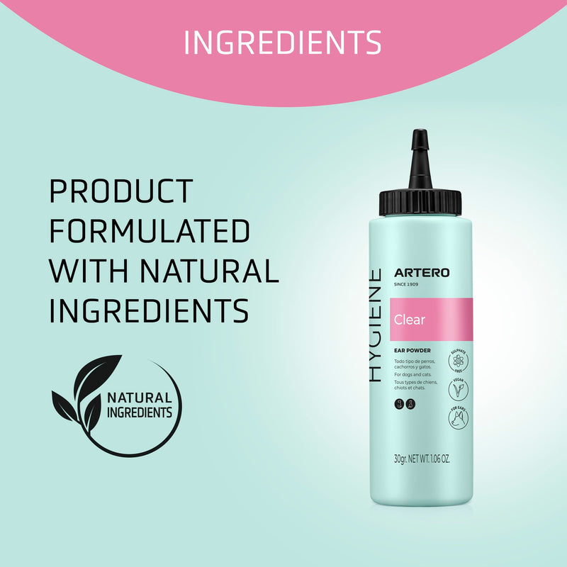 Artero Clear Ear Dust for Dogs. Prevents perspiration and eliminates bad odor as a result of moisture in the dog's ears.