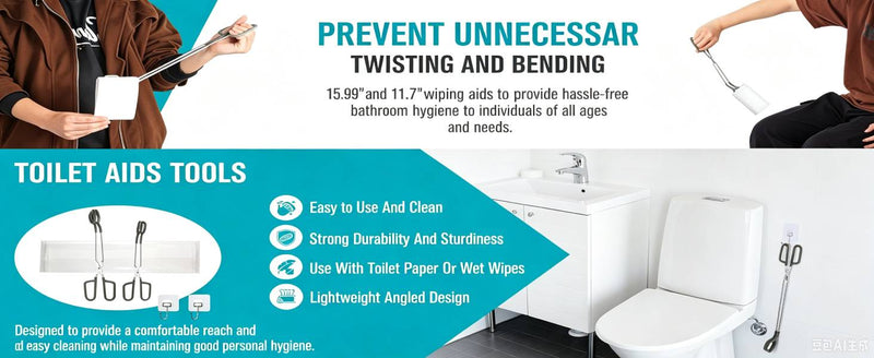 Toilet Aids for Wiping Bottom 3 Pack Self Wipe Assist Long Short Handle,Butt Wiper Tool with Boxes for Garage Storage,Daily Living Toilet Tissue aids for Women,Men,Disability and Elderly