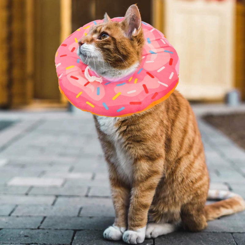 Xinzistar Neck Collar Cat Collar Soft Cat Protective Collar Anti Bite Safety Adjustable Protective Collar for Pets Cats Dogs Puppies Kittens (Pink Donut, M) - BeesActive Australia